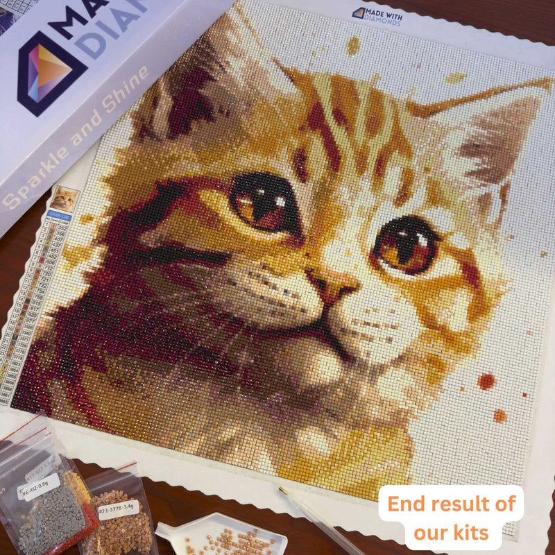 A Colorful Cow Diamond Painting End Result Cat